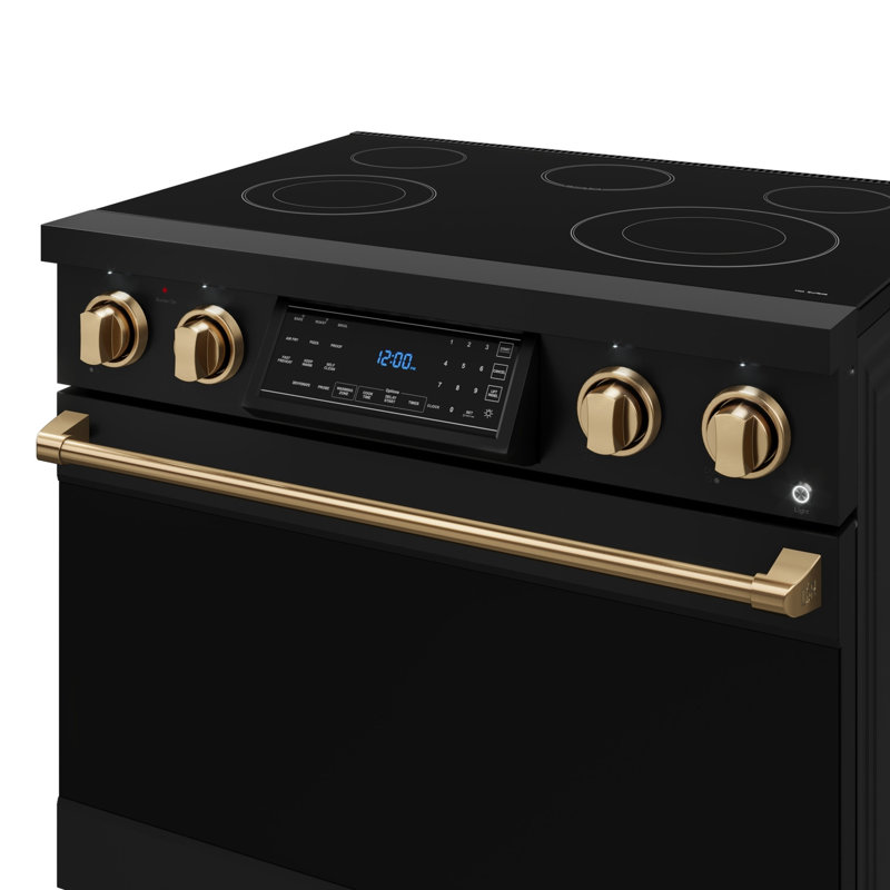 Cuisinière électrique professionnelle à panneau inclinable de 36 po Gordon Ramsay par THOR Kitchen , Noir mat / bronze