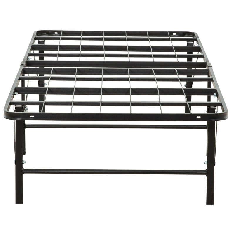 Structure de lit simple en métal - Base de matelas noire spacieuse, Lit simple