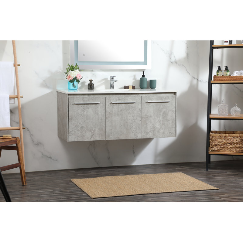 Penn 48'' Single Bathroom Vanity with Engineered Marble Top, Concrete Gray