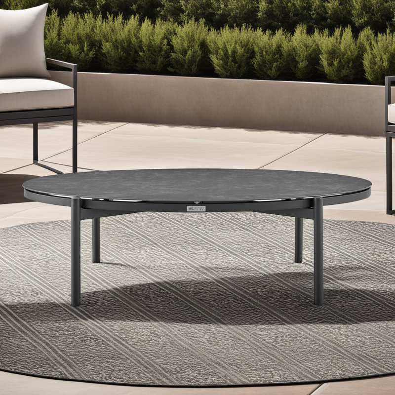 Giotto 28" Black Aluminum and Ceramic Outdoor Coffee Table