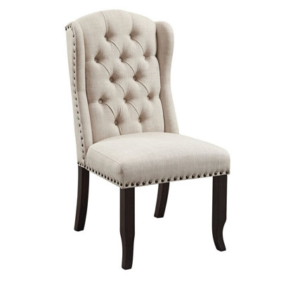 Anahly Tufted Linen Upholstered Wingback Side Chair in Ivory -  Charlton HomeÂ®, 4614B217AFC64EC08E00CFC80329B599