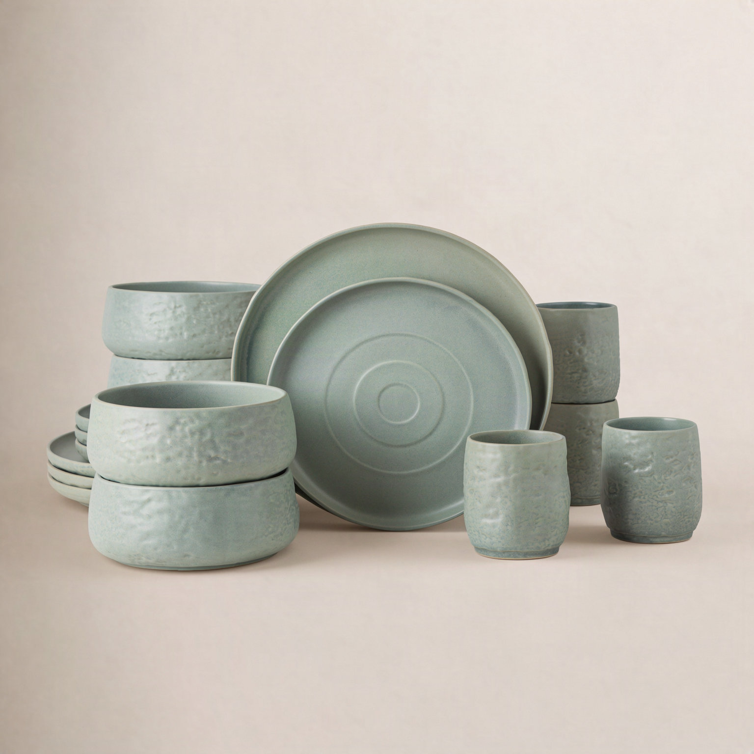 Shosai Stoneware Dinnerware Set, Green