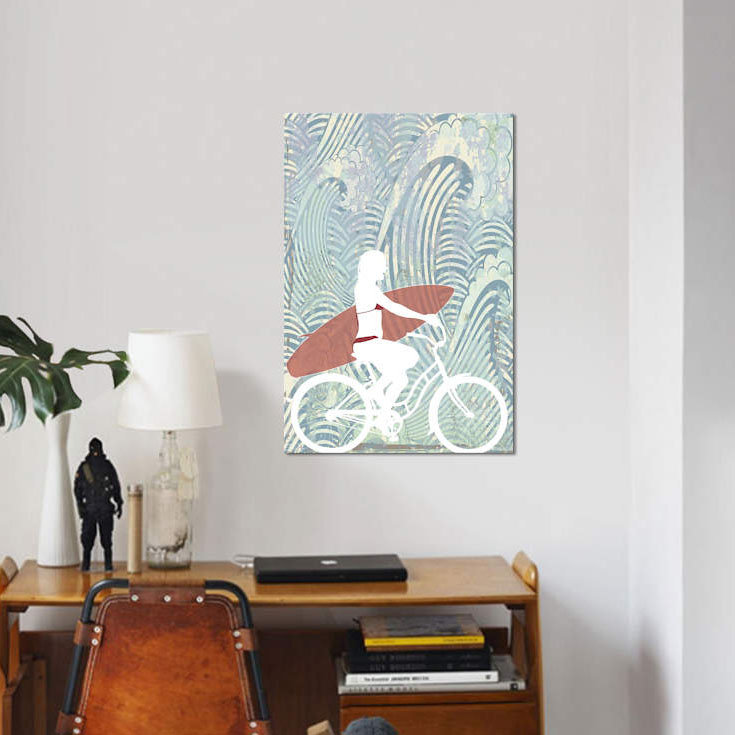 «Surf», reproduction sur toile, H 12 po x l 8 po x P 0,75 po, Toile tendue, Pas de tapis