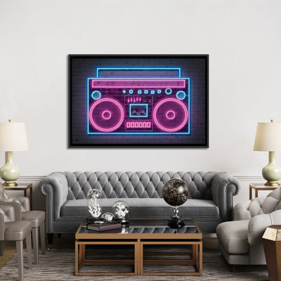 Reproduction d’art graphique « Boombox Neon » par octave Mielu