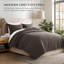 Couette 100 % coton, prélavée, à motif quadrillé moderne, légère, idéale en toute saison, ensemble de couette 3 pièces surdimensionné avec 2 taies d'oreiller.-904779126-904779127