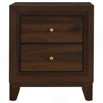 Anza Walnut 2-Drawer Nightstand Bedside Table