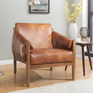 Jahzir 29.5'' Wide Vegan Leather Upholstered Accent Chair with Removable Arm Cushions