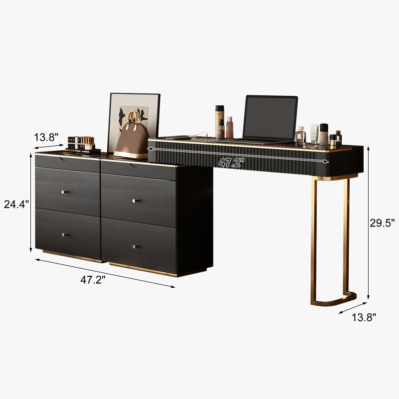 Dressing Table , Black/Gold