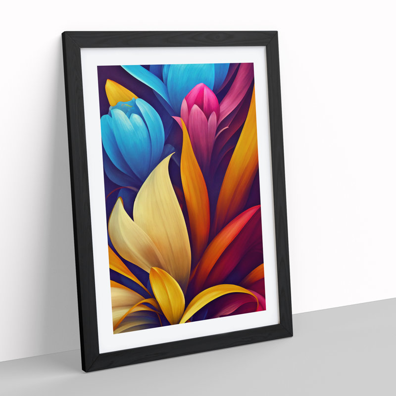Colourful Flowers No.5 - Print, Black Framed, 64cm H x 46cm W, Black