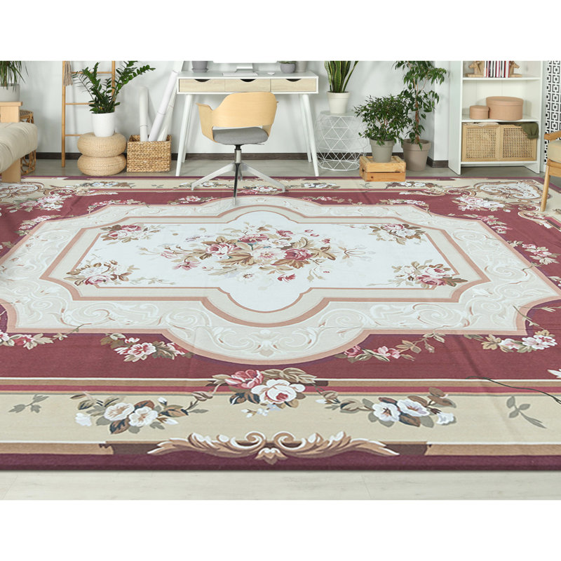 Hand-Knotted High-Quality Wine and Gold Area Rug
