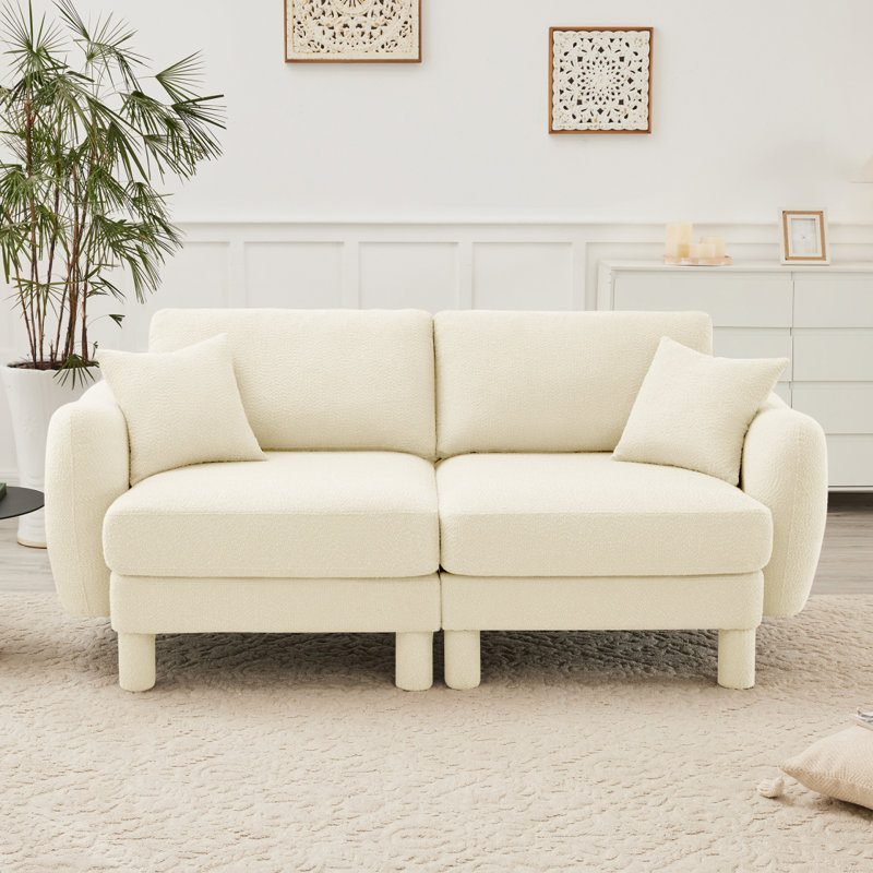 Canapé-lit 2 places en tissu Boucle, Beige