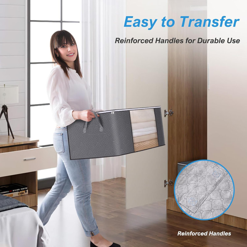100L Large Foldable Waterproof Storage Bags With Window & Handle For Clothes, Blankets - 8 Pack