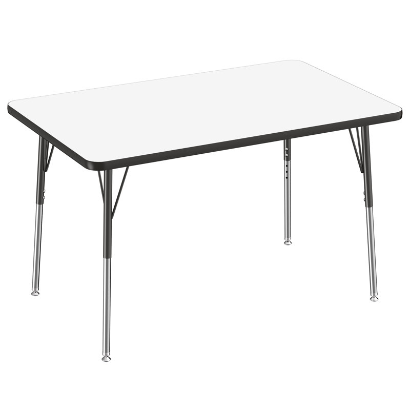 Table d'activités rectangulaire, 30" x 48", Roulement pivotant standard, Tableau blanc / noir