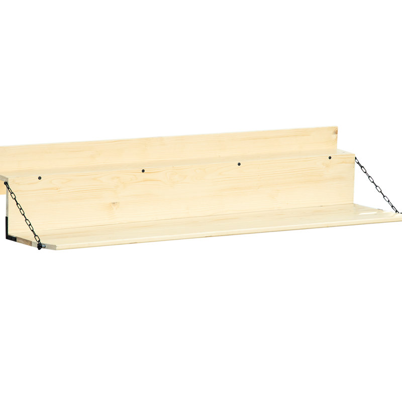 Table de bureau suspendue pour balcon, barre pliable en bois d'épinette, surface extérieure polyvalente, convient, P 20 po x H 12,5 po, table de charge avec épinette de 66 lb, balustrade pour le plaisir, finition naturelle, capacité de l, preuve