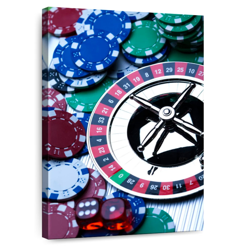 Senne Roulette Wheel And Chips, 30" H x 20" W