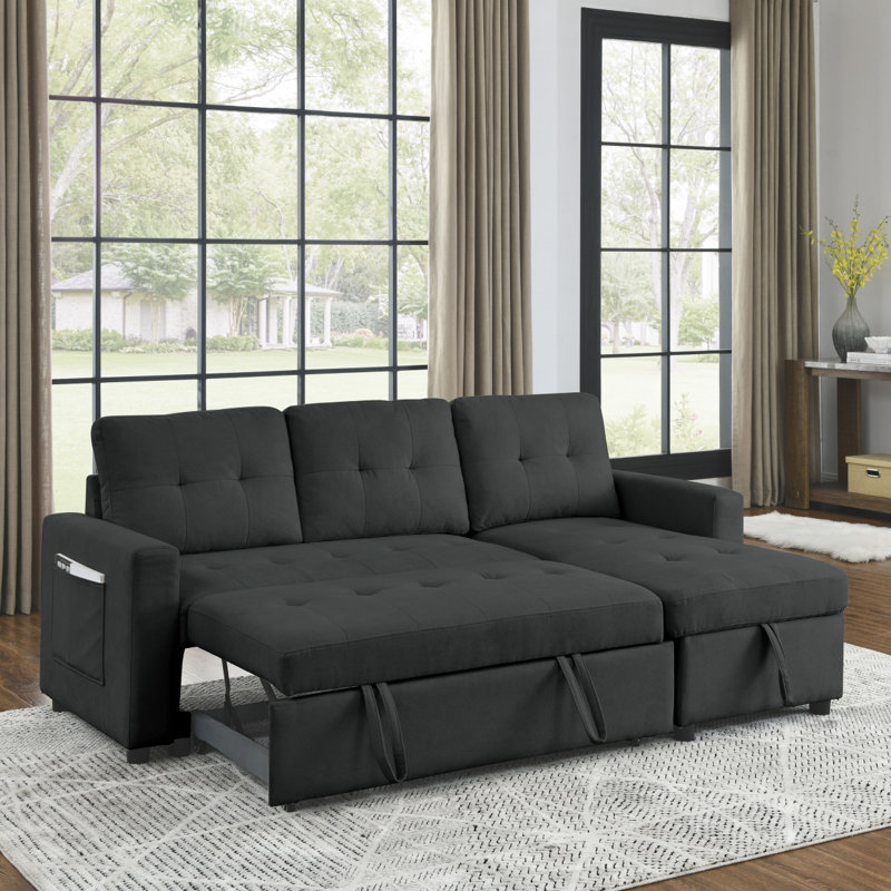 Canapé-lit modulaire réversible de 78,5 po Modern Canapé avec méridienne et sac de rangement latéral Modern