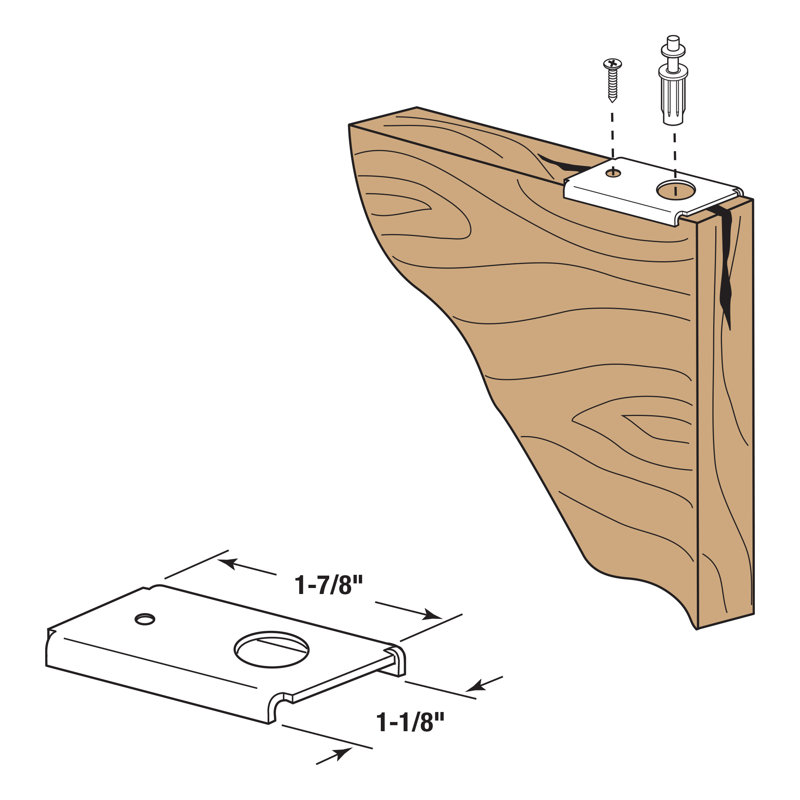Support de réparation de porte pliante Prime-Line, fixation supérieure ou inférieure, pour portes en bois, Grey