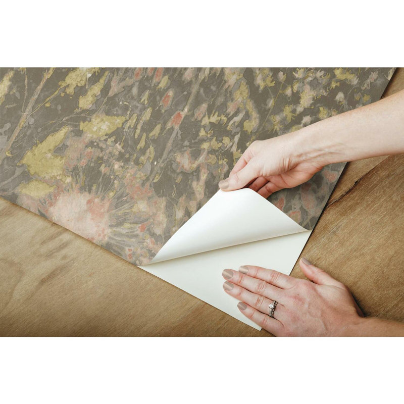 Papier peint adhésif pissenlit, Taupe / Rose