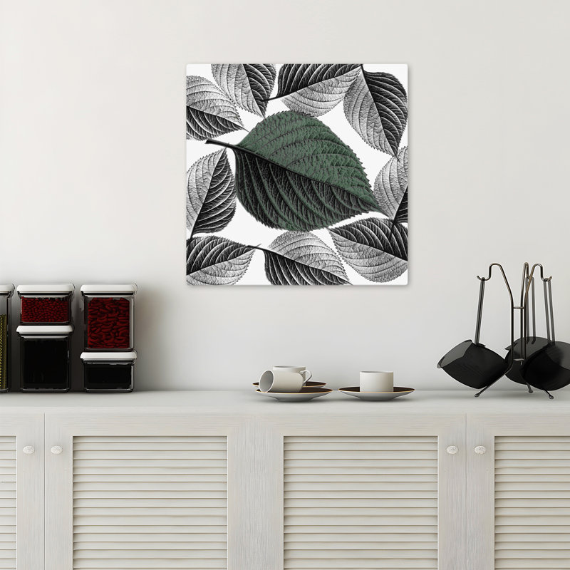 Tout dans les détails, motif de feuille contemporain, art de la nature, H 18 po x l 18 po