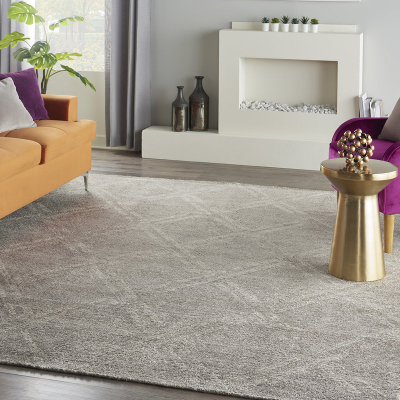 Tapis gris fait à la main Michal, Rectangle 8 pi 3 po x 11 pi 6 po