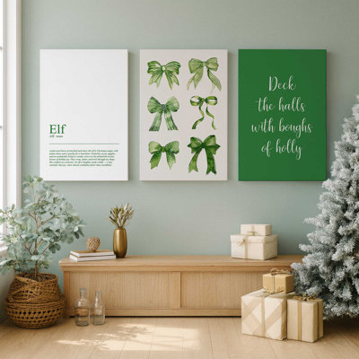 Boughs & Bows Set of 3 Canvas Prints
