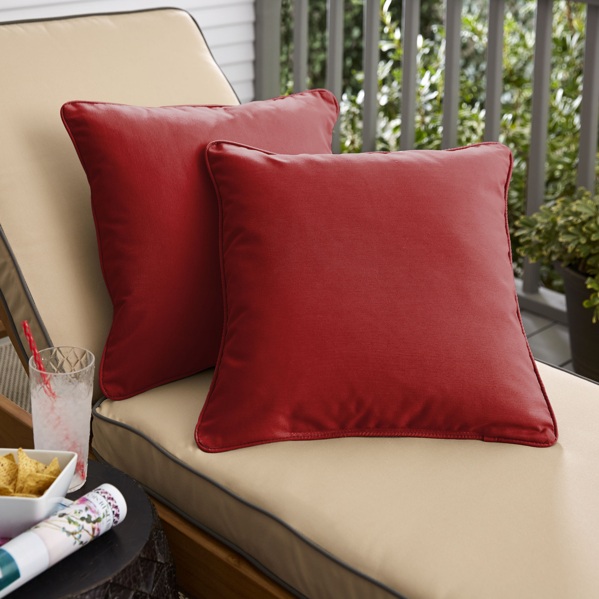 Hansah Indoor/Outdoor Throw Pillow, 24" H x 24" W x 6" D, Sunbrella Spectrum Denim