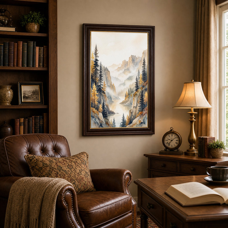 Art mural sur toile Misty Mountains River, H 18 po x l 12 po