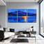 Abstrait ciel nocturne montagne lac reflets étoiles lune clair ensemble de 3 impressions sur toile-1852070935