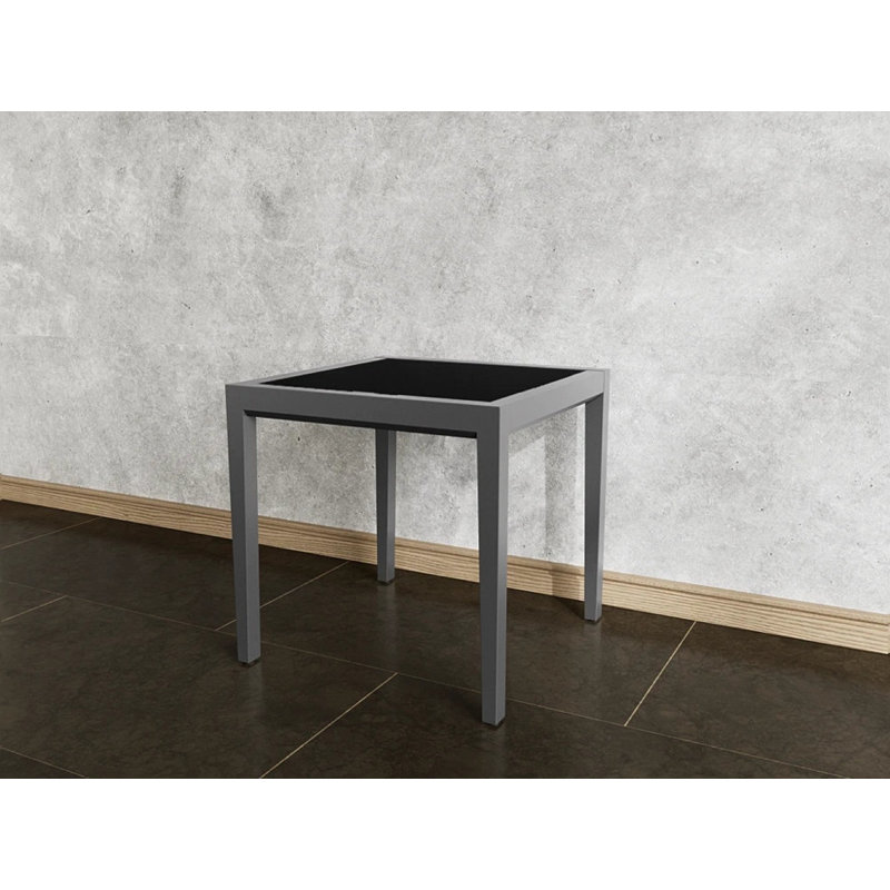 Brooklyn Earthen Twill End Table, Midnight Black, Pewter