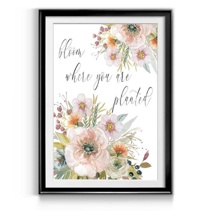 «Peach Bloom I», reproduction d'art sur papier encadré, H 26,5 po x l 36,5 po x P 1,5 po, Noir