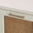 Wooden 4 Door White Media Credenza Sideboard With Brown Woven Rattan Doors And Metal Base