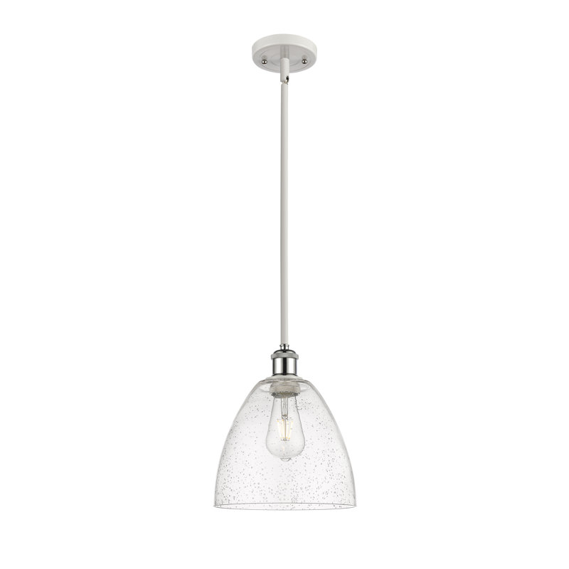 Luminaire suspendu en dome à 1 lumière, Blanc / chrome poli