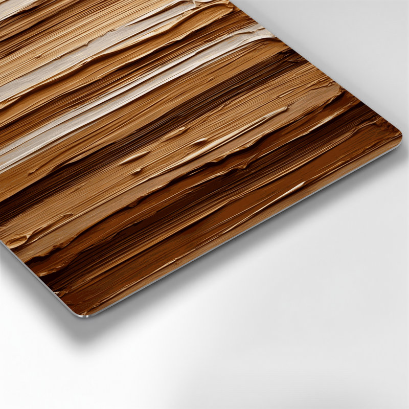 Horizontal Striped Linen Brown Brown Metal Wall Art, 11" H x 14" W