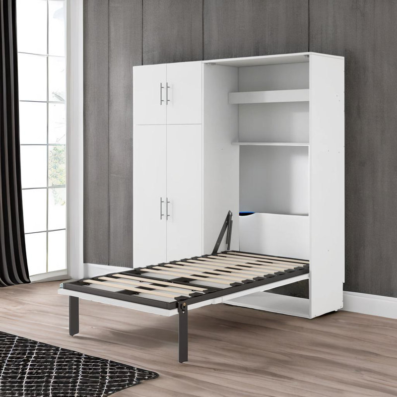 Murphy Bed With Lockers, Twin