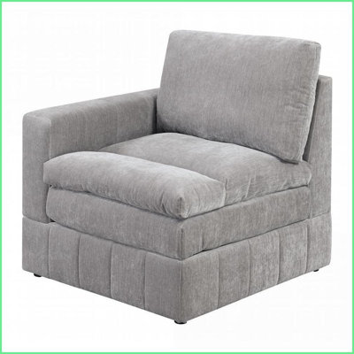 Fauteuil modulaire en granite imitation daim pour le salon - Coussins moelleux à trois couches, style contemporain | Gris | Suède | Dossier rembourré