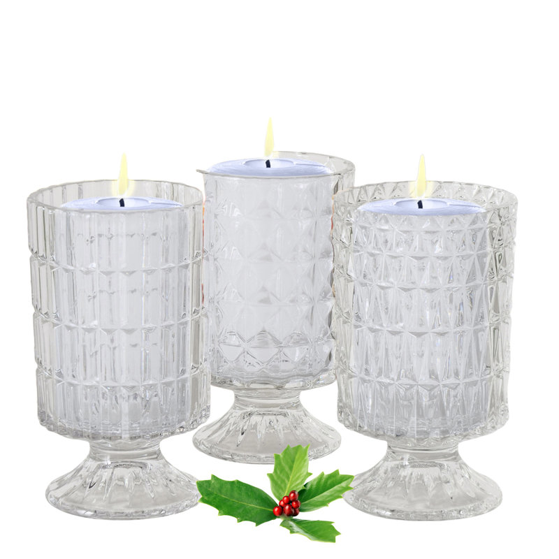 3 pièces Hurricane de table en verre transparent