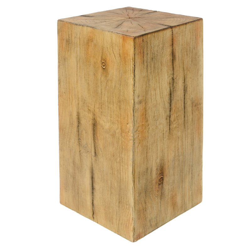 Antwan Wood-Like, , End Table, 27.65" Height, Natural Hue Feature, Indoor Outdoor Living Spaces Table With Wood-Like Distressed Look, 27.65-Inch High, Color Design, Mixable For Decor Setups