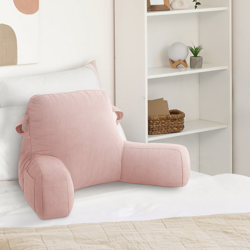 Comfy Backrest Pillow Arm Pillow With Pockets, Cream