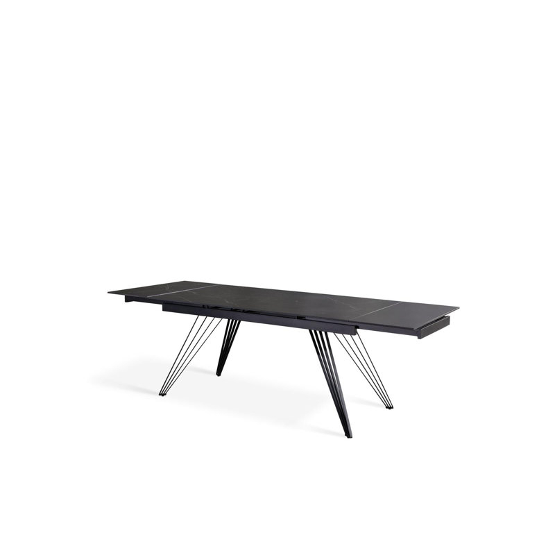 Laticia Extendable Metal Base Dining Table, Black