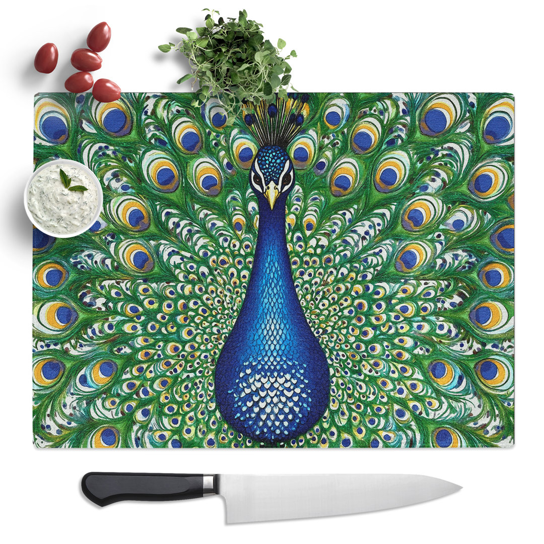 Peacock Vol.2  Glass Chopping Board
