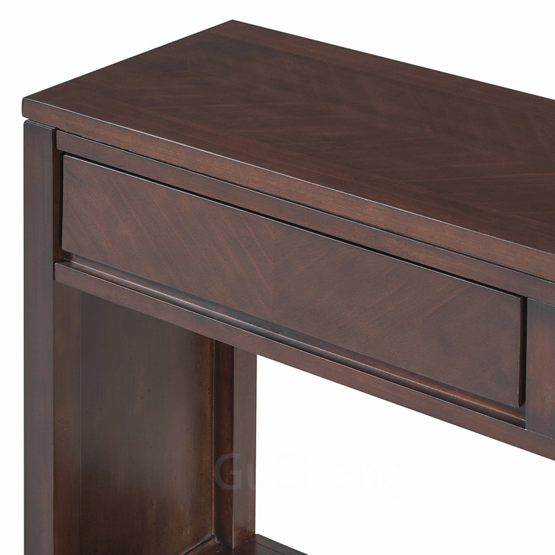 Elegant Rustic Console Table with Storage and Open Shelf for Living Room, Espresso