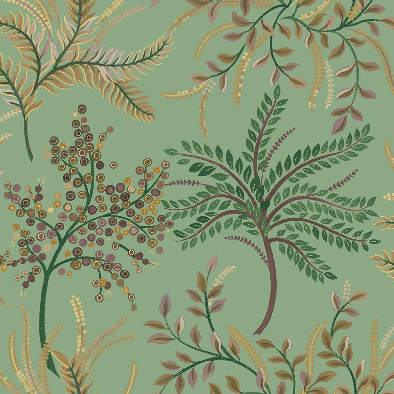 Rouleau de fleurs Ashantee, Vert / Brun / Or