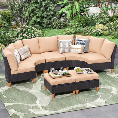 Ensemble de mobilier de patio Soohow, ensemble de mobilier modulaire d'extérieur avec coussins, canapé modulaire d'extérieur en osier de conversation, canapé en rotin PE toutes saisons pour le jardin, la cour et la piscine