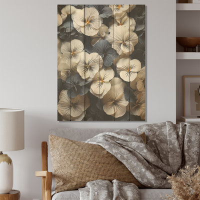 Blanc et harmonie de la pensée arrière - Pensées, art sur bois de pin naturel