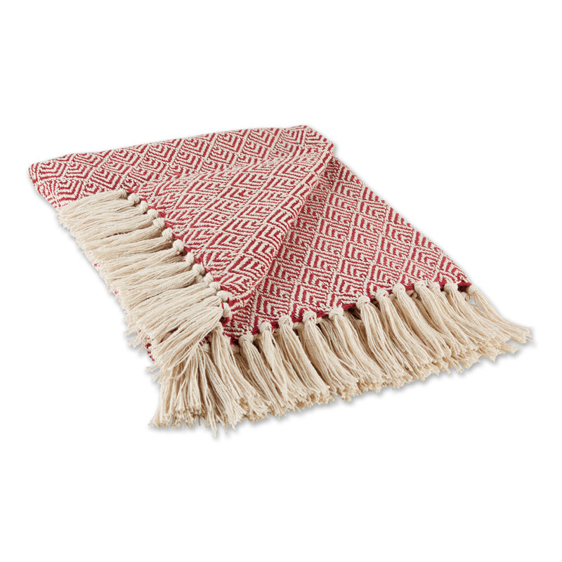 Jeté en coton , Chevron rouge