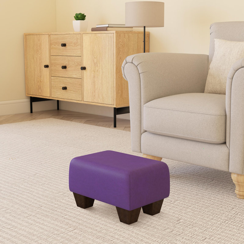 Beong Faux Leather - Mahogany Wood Chunky Legs, Dark Brown, Blackcurrant Purple