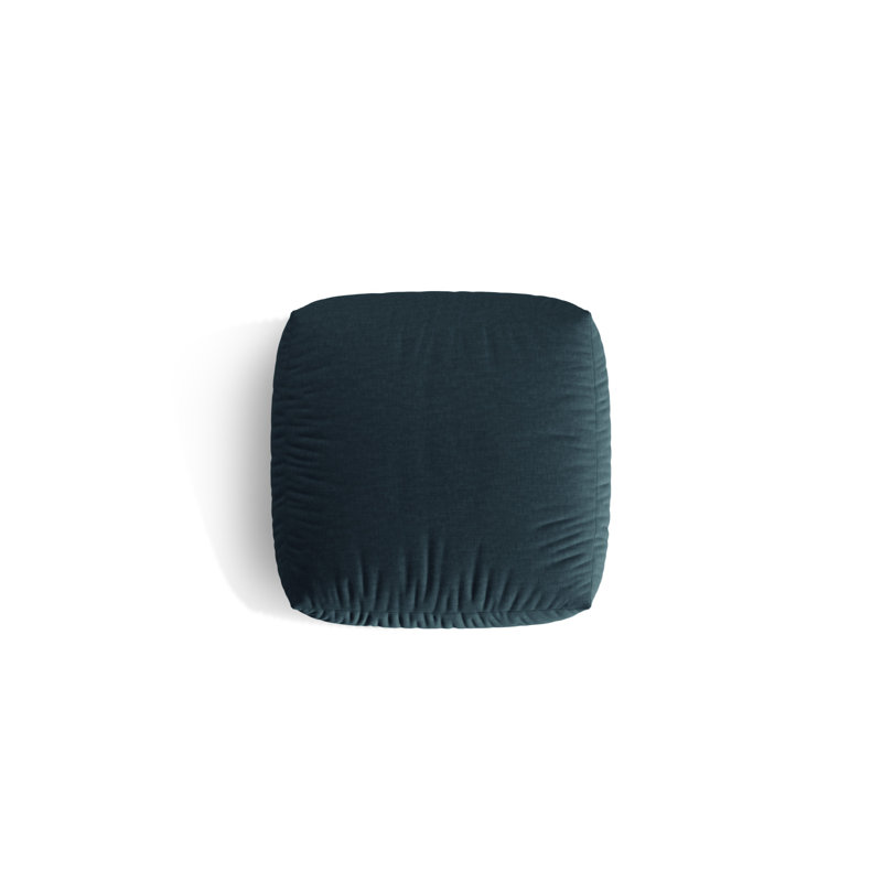 Carlens 106cm Wide Solid Colour Pouffe Ottoman, Blue Jeans