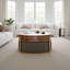 Table basse moderne à plateau relevable avec rangement caché, plateau en placage et en pierre frittée, 3 repose-pieds gigognes rembourrés, conception peu encombrante