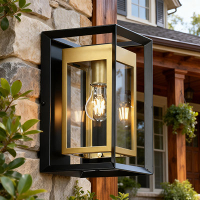 Deshwana Matte Black 11.81" H Outdoor Wall Lantern