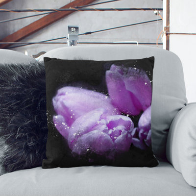 Four Tulips Paint Splash Cushion with Filling